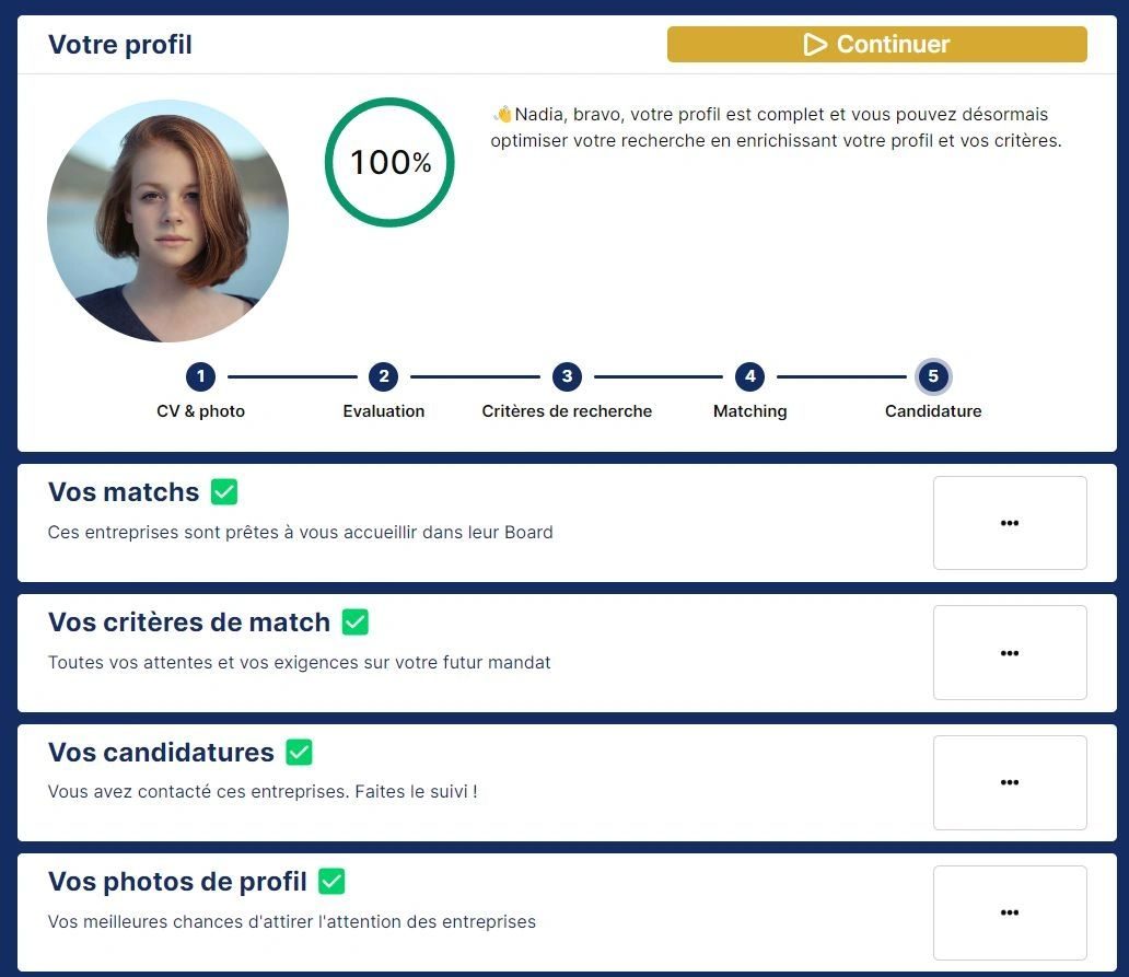 Interface d’évaluation et de shortlist côté entreprise